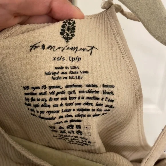 Free People Movement Cropped Run Beige Ribbed Tank - Picture 8 of 9